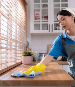 woman cleaning kitchen