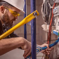 electrician working on wires